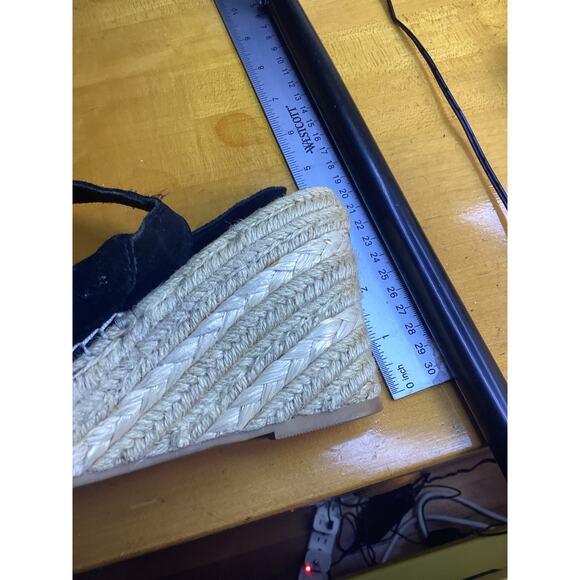 Gap Women's Monica PEEP Toe Casual Platform Sandals Black Suede Size 9 - Picture 3 of 5